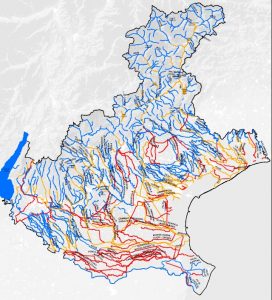 fig. 36 Carta della classificazione della naturalità dei corsi d’acqua del Veneto