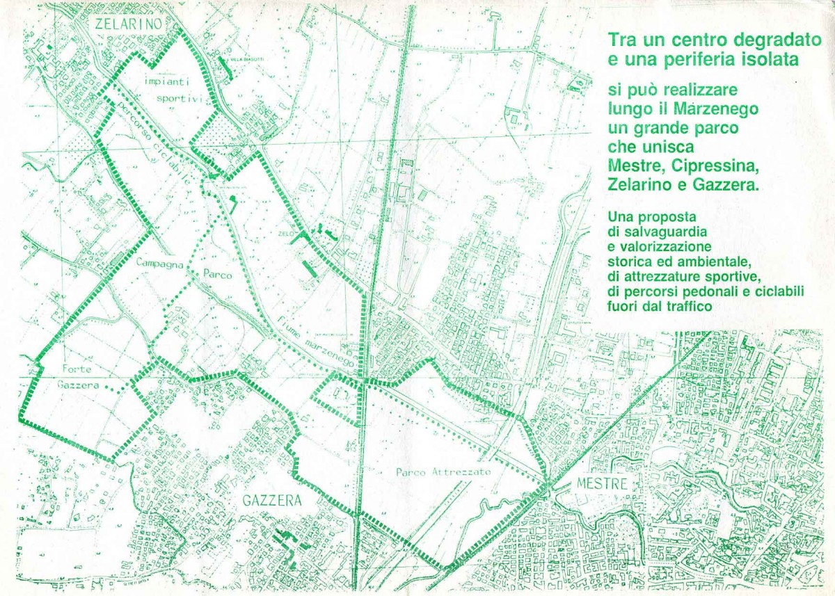 Il progetto del Parco del Marzenego tra Mestre, Cioressina, Zelarino e Gazzera. Un’idea dei Verdi (1985) di grande spessore non ancora tramontata dopo 30 anni.